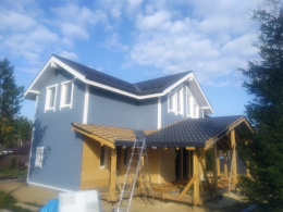 Модульная металлочерепица Ruukki Finnera на объекте в к.п. Новые дубки